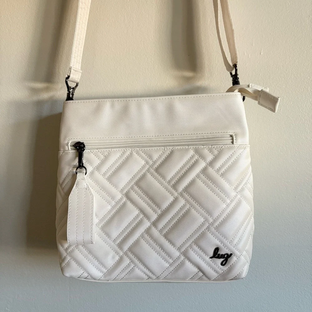Lug Double Dip Satin Luxe VL Crossbody Bag in White NEW - Picture 3 of 5